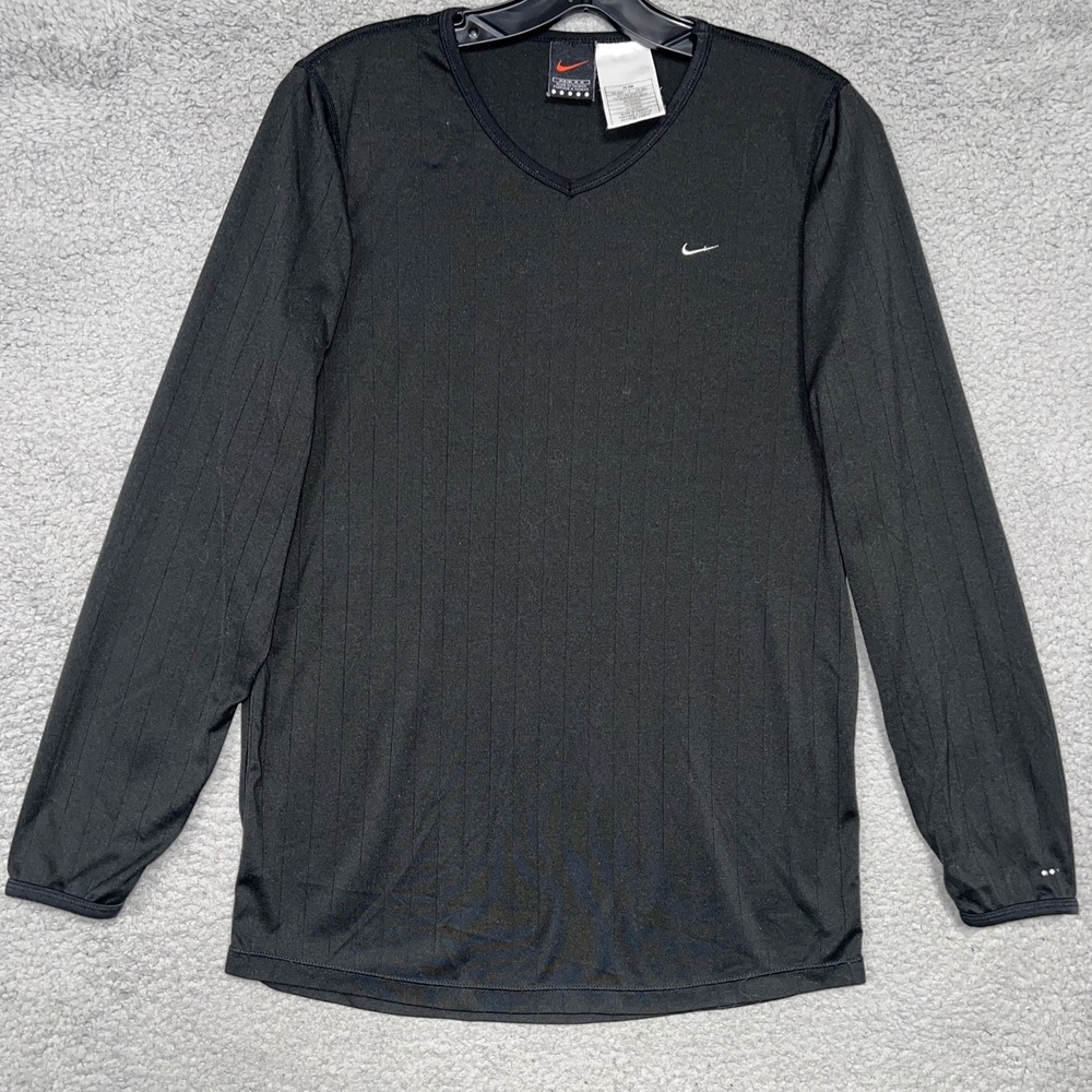 VTG Nike Alpha Project Shirt Men's Size M Black V Neck Long Sleeve Pullover Y2K
